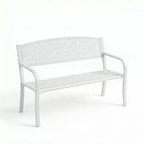 Panca in metallo per esterni a 2 posti per giardino, mobile con panchine in acciaio con schienale geometrico per patio, giardino e portico