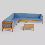 Set da salotto componibile per esterni Brava 6 pezzi in legno di acacia - Christopher Knight Home