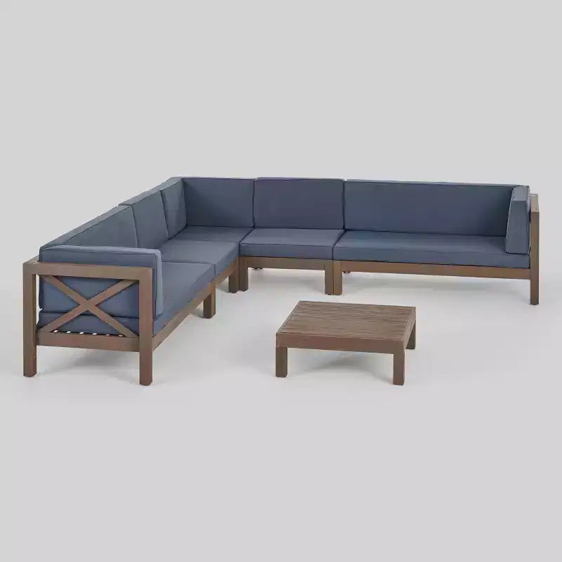 Set da salotto componibile per esterni Brava 6 pezzi in legno di acacia - Christopher Knight Home
