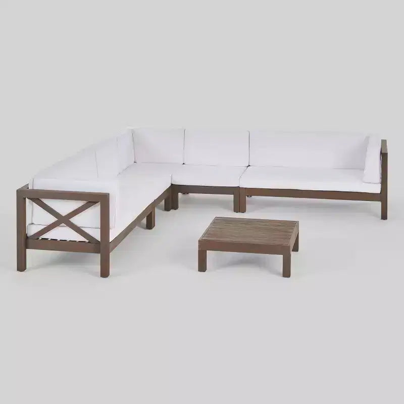 Set da salotto componibile per esterni Brava 6 pezzi in legno di acacia - Christopher Knight Home