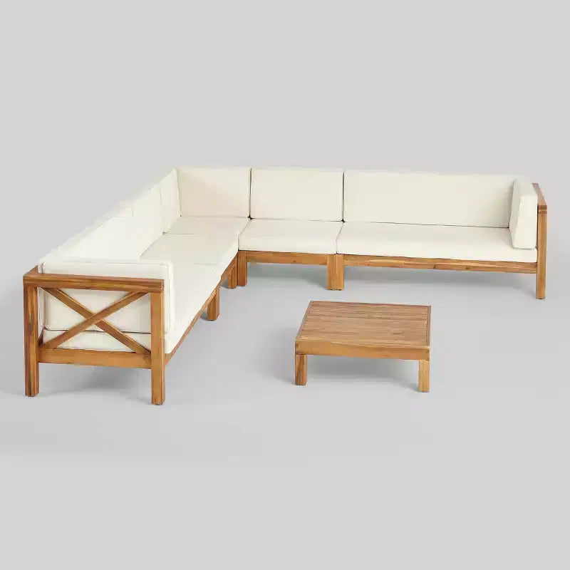Set da salotto componibile per esterni Brava 6 pezzi in legno di acacia - Christopher Knight Home