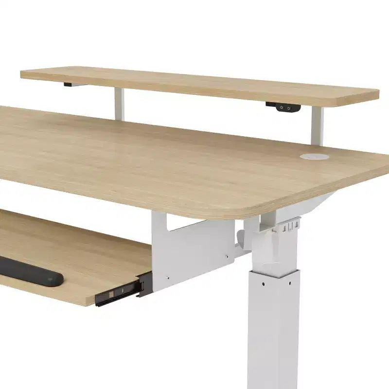 Bureau assis-debout en forme de L EUREKA ERGONOMIC 60x23 avec accessoires