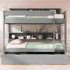 Luxystar Letto a castello moderno completo su completo con ripiani e letto estraibile