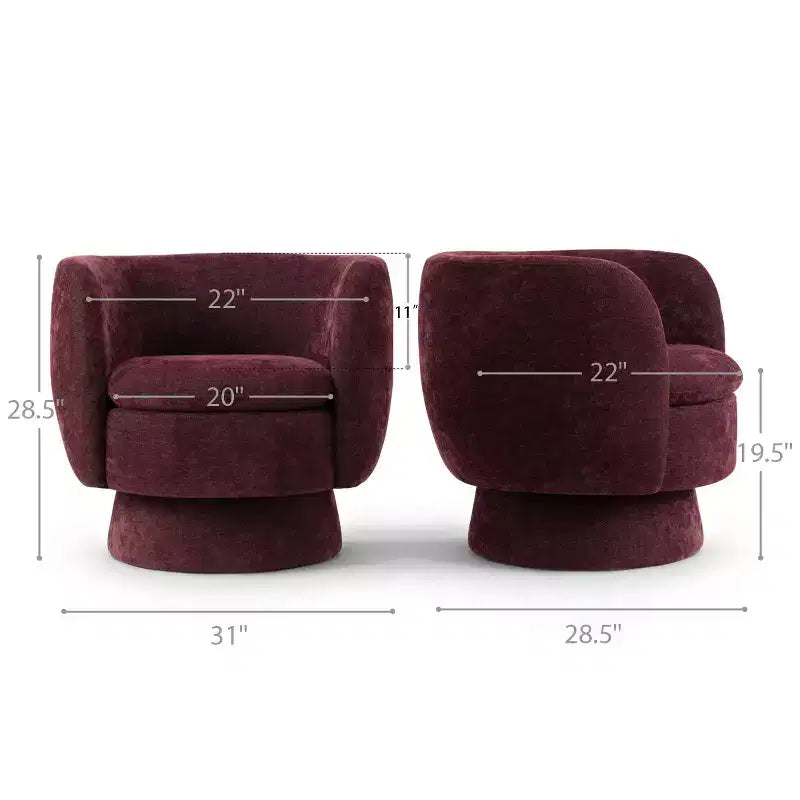Set di 2 moderne poltrone girevoli a botte con tessuto imbottito, poltrona da salotto girevole a 360 gradi per soggiorno, camera da letto - Panipeachy