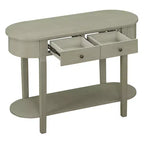 Table console élégante Okak avec finition lisse, table d'entrée avec design incurvé et 2 tiroirs, table d'appoint pour salon, couloir