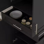 Dispensa da Cucina Moderna, Mobile Autoportante con Ante e Cassetti, Ripiani Regolabili