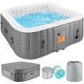 Jacuzzi gonflable d'extérieur 4 à 6 personnes avec panneau de contrôle et 130 jets, couverture isolante et protection de sol - 75" L