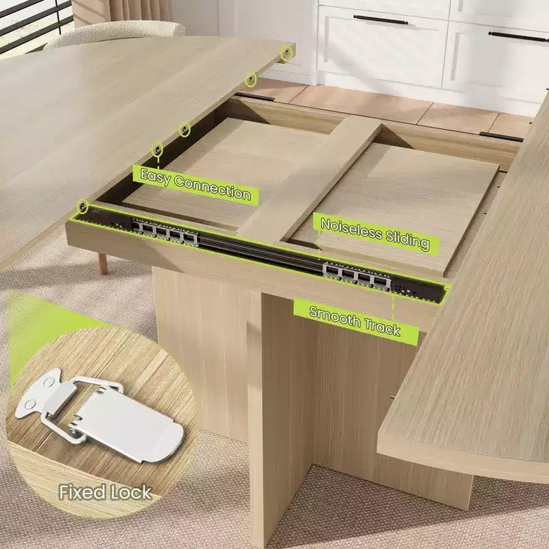 Tavolo da pranzo rotondo allungabile da 43,3''-59'' per 4-8 persone, moderno tavolo da pranzo ovale da cucina con prolunghe rimovibili, tavolo da pranzo per sala da pranzo, cucina