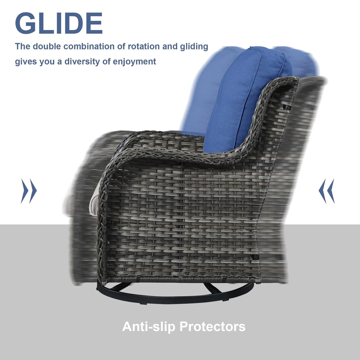 Gymojoy Poltrone a dondolo da esterno in vimini con base girevole (set da 2)