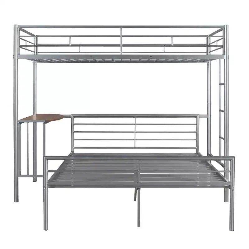 Lit superposé en métal une place sur deux places avec bureau, lit mezzanine une place avec lit inférieur double séparé pour enfants