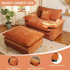 Fauteuil d'appoint surdimensionné en chenille EHMKNP avec pouf