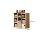 Libreria moderna orizzontale in legno a 8 cubi, finitura naturale