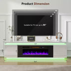 Mobile TV Skyzoo con camino elettrico per TV fino a 80" con luci a LED e 4 prese CA, console TV per soggiorno