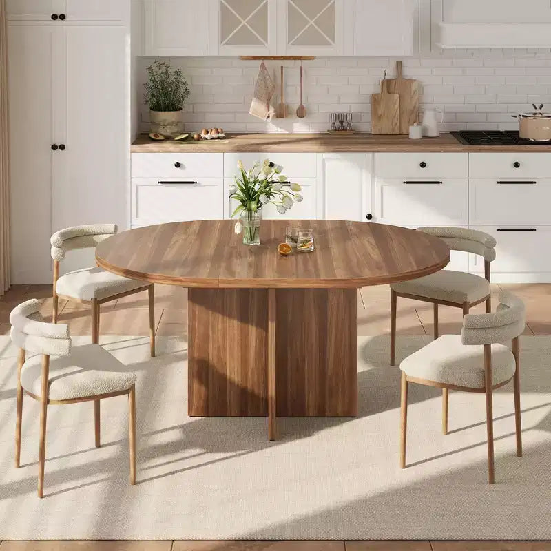 Tavolo da pranzo rotondo allungabile da 43,3''-59'' per 4-8 persone, moderno tavolo da pranzo ovale da cucina con prolunghe rimovibili, tavolo da pranzo per sala da pranzo, cucina
