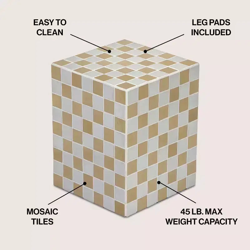 Tavolino rettangolare moderno in ceramica piastrellata in stile bohémien