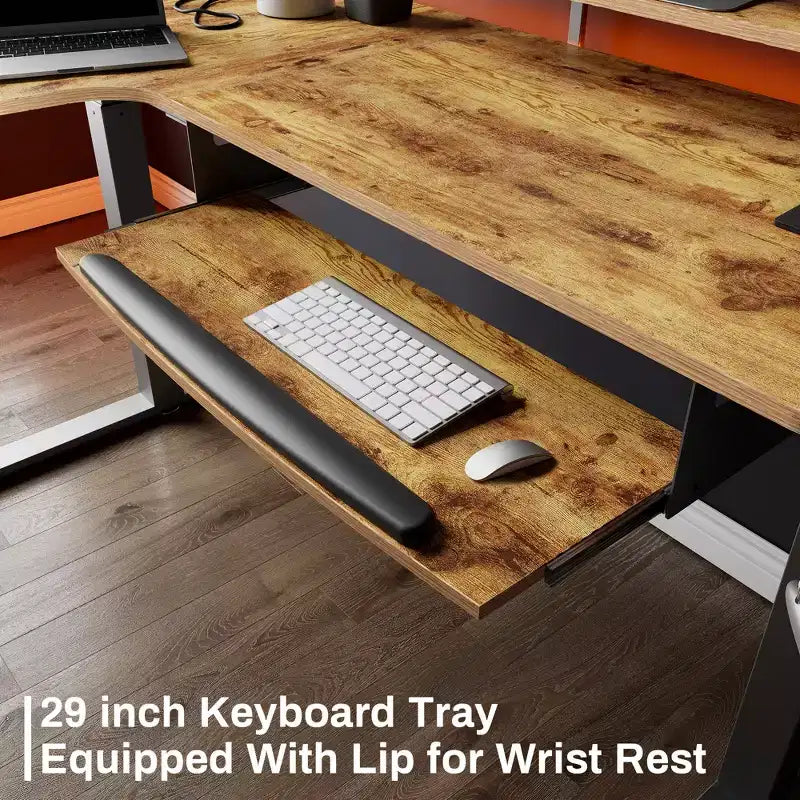 Bureau assis-debout en forme de L EUREKA ERGONOMIC 60x23 avec accessoires
