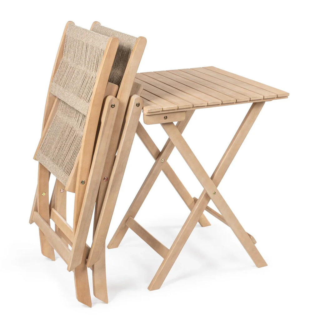 Ensemble bistrot pliant d'extérieur 3 pièces Cadiz Modern Coastal en bois d'acacia, par JONATHAN Y