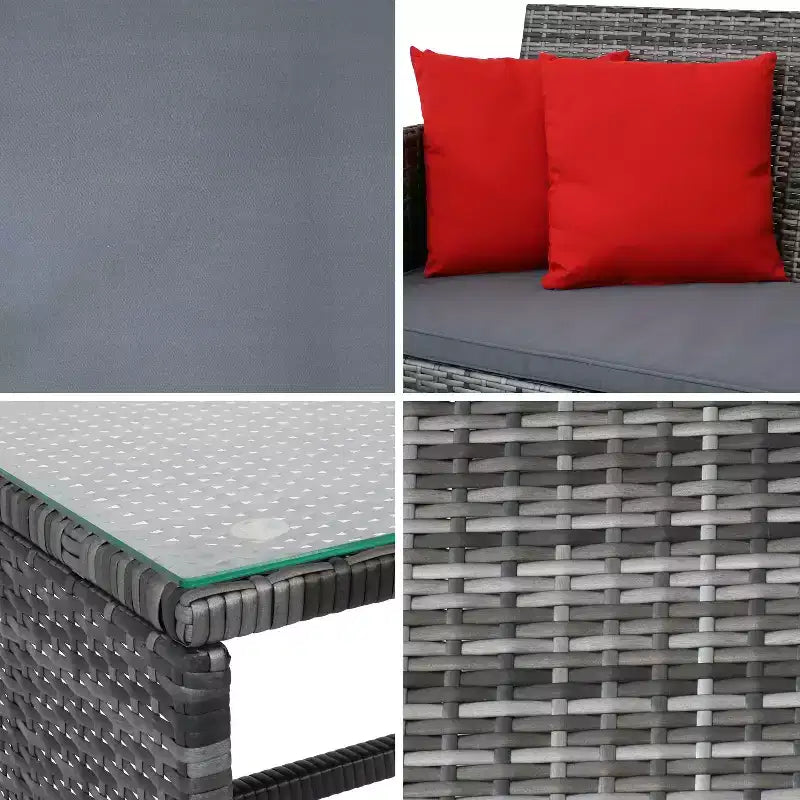 Set da 4 mobili da conversazione per patio da esterno Sunnydaze Ardfield con divanetto, sedie e tavolo - Grigio e Grigio