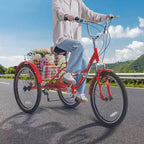 Triciclo pieghevole per adulti VEVOR, triciclo pieghevole da 24 pollici per adulti, bici da crociera a 3 ruote in acciaio al carbonio con cestino grande e sedile regolabile