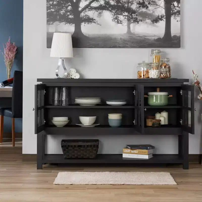 Buffet Carita Transitional Windowpane Cabinets - HOMES: Inside + Out