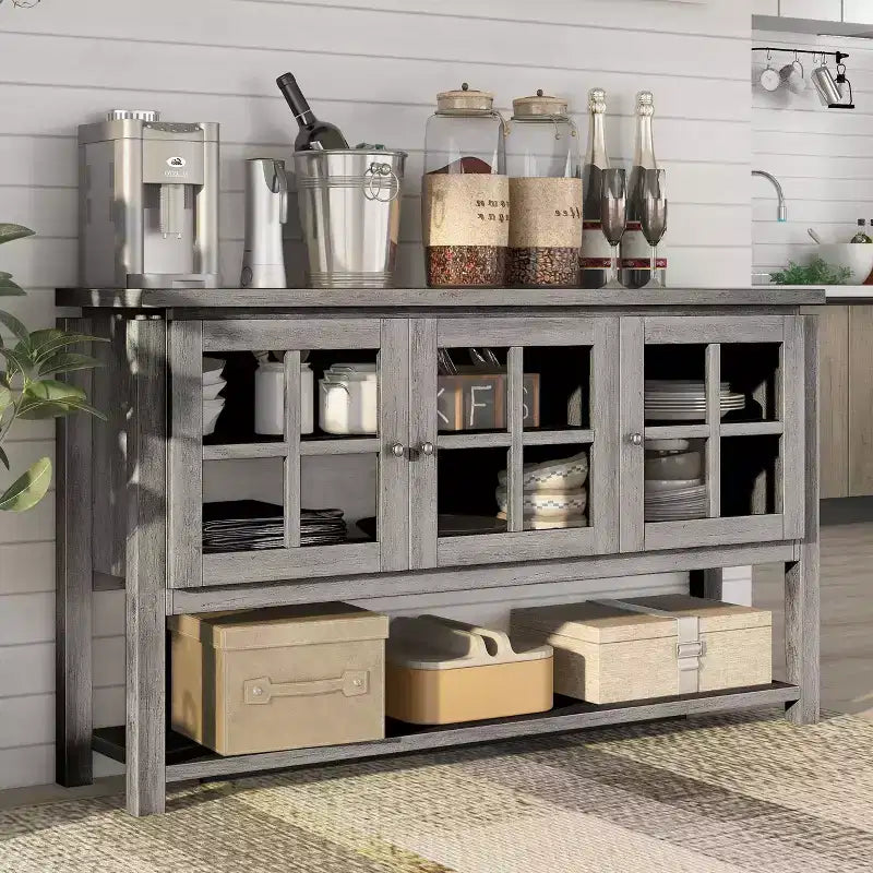 Buffet Carita Transitional Windowpane Cabinets - HOMES: Inside + Out