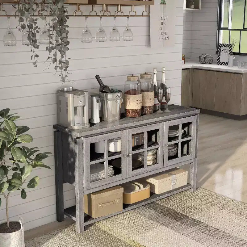Buffet Carita Transitional Windowpane Cabinets - HOMES: Inside + Out