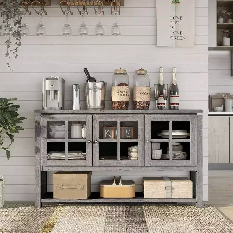 Buffet Carita Transitional Windowpane Cabinets - HOMES: Inside + Out