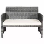 Costway Set di 4 mobili da giardino in rattan, divano imbottito con ripiano in vetro, bianco