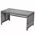 Costway Set di 4 mobili da giardino in rattan, divano imbottito con ripiano in vetro, bianco