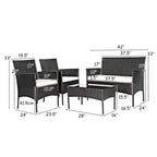 Costway Salon de jardin 4 pièces en rotin tressé pour extérieur