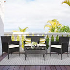Costway Salon de jardin 4 pièces en rotin tressé pour extérieur