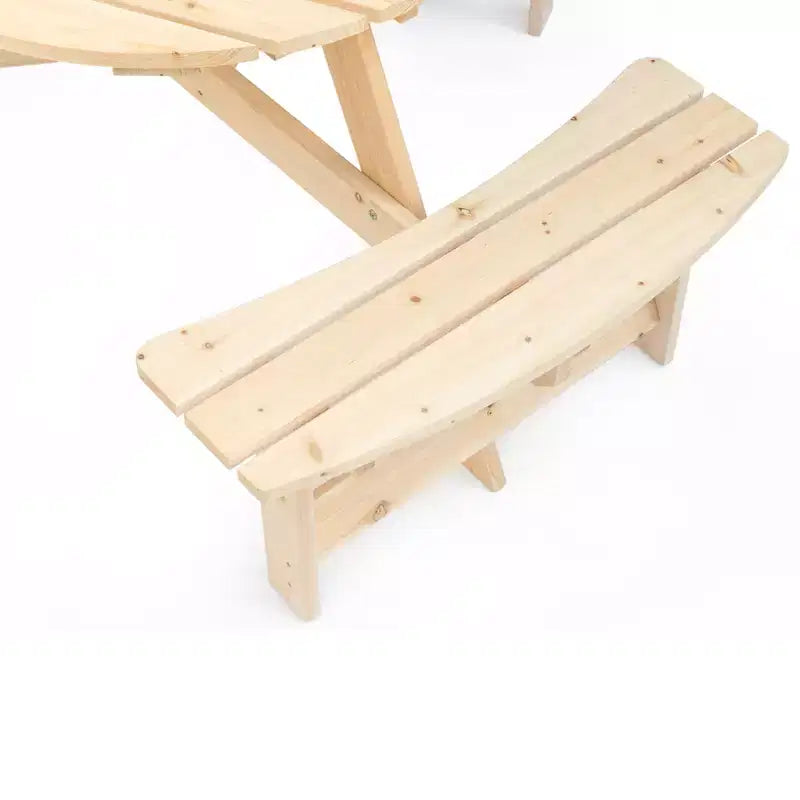 GardenisedTavolo da Picnic Rotondo in Legno per Esterni con Panca per Patio, 6 Posti con Foro per Ombrellone