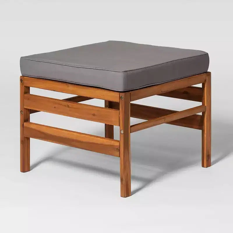 Set da conversazione modulare a 3 pezzi in legno di acacia per patio con cuscini - Saracina Home