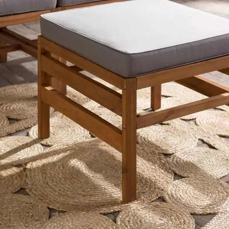 Set da conversazione modulare a 3 pezzi in legno di acacia per patio con cuscini - Saracina Home