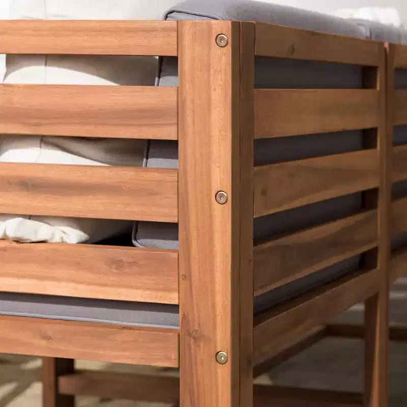 Set da conversazione modulare a 3 pezzi in legno di acacia per patio con cuscini - Saracina Home