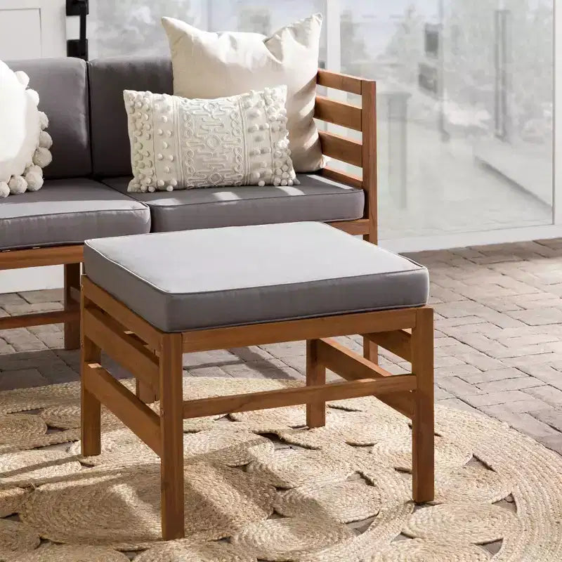 Set da conversazione modulare a 3 pezzi in legno di acacia per patio con cuscini - Saracina Home