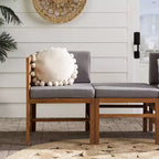 Set da conversazione modulare a 3 pezzi in legno di acacia per patio con cuscini - Saracina Home
