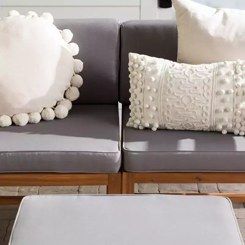 Set da conversazione modulare a 3 pezzi in legno di acacia per patio con cuscini - Saracina Home