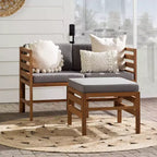 Set da conversazione modulare a 3 pezzi in legno di acacia per patio con cuscini - Saracina Home