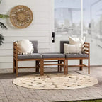 Set da conversazione modulare a 3 pezzi in legno di acacia per patio con cuscini - Saracina Home