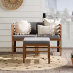 Set da conversazione modulare a 3 pezzi in legno di acacia per patio con cuscini - Saracina Home