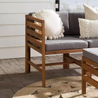 Set da conversazione modulare a 3 pezzi in legno di acacia per patio con cuscini - Saracina Home