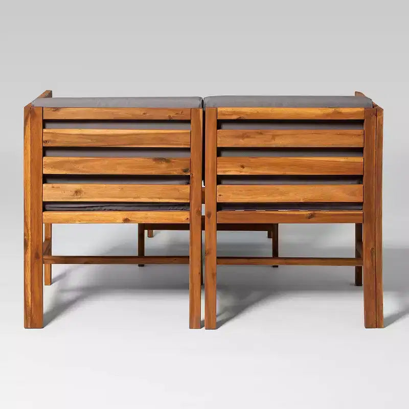 Set da conversazione modulare a 3 pezzi in legno di acacia per patio con cuscini - Saracina Home