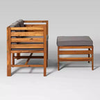 Set da conversazione modulare a 3 pezzi in legno di acacia per patio con cuscini - Saracina Home