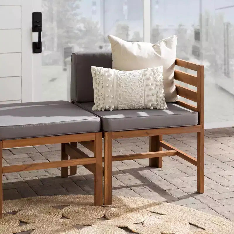 Set da conversazione modulare a 3 pezzi in legno di acacia per patio con cuscini - Saracina Home
