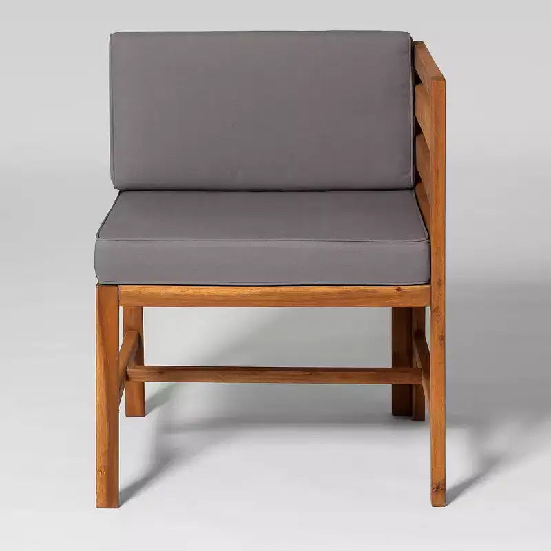Set da conversazione modulare a 3 pezzi in legno di acacia per patio con cuscini - Saracina Home