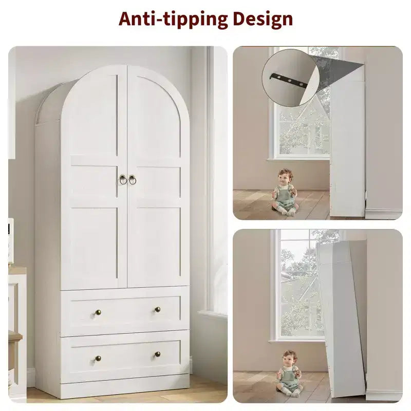 Garde-manger de cuisine, Garde-manger de cuisine haut de 72 po à arche, Armoire en bois polyvalente de style campagnard avec tiroirs, Armoire de style ferme moderne