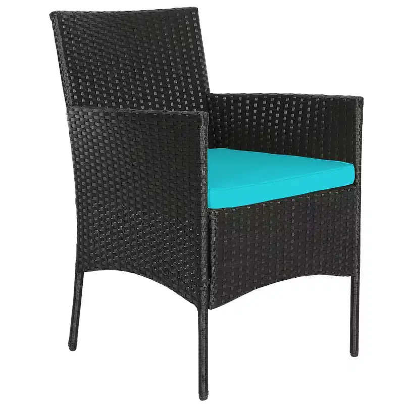 Costway Set 4 Pezzi Mobili da Giardino in Rattan Divano con Cuscini Tavolino da Caffè Giardino Turchese/Rosso/Bianco/Grigio/Blu scuro