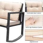 Costway Set da 3 Pezzi in Rattan per Esterni con Sedie a Dondolo Divano Imbottito Arredo Giardino