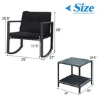 Costway Set Mobili da Giardino 3pz in Rattan, Sedie a Dondolo e Divano con Cuscini